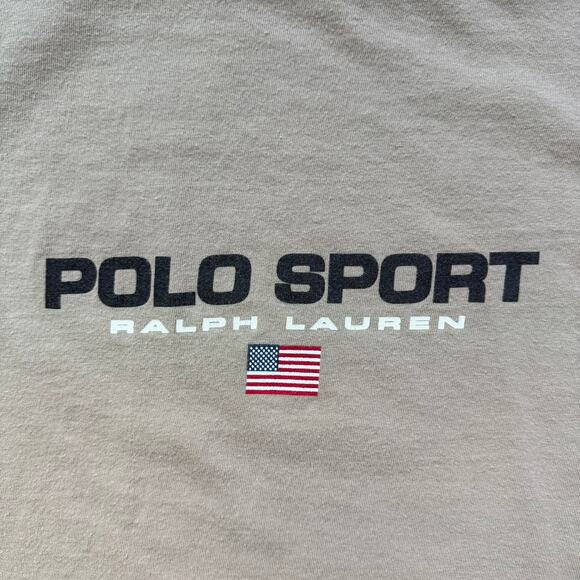 Polo Sport Ralph Lauren Logo T-Shirt Beige USA Flag Men’s Large - Picture 2 of 5